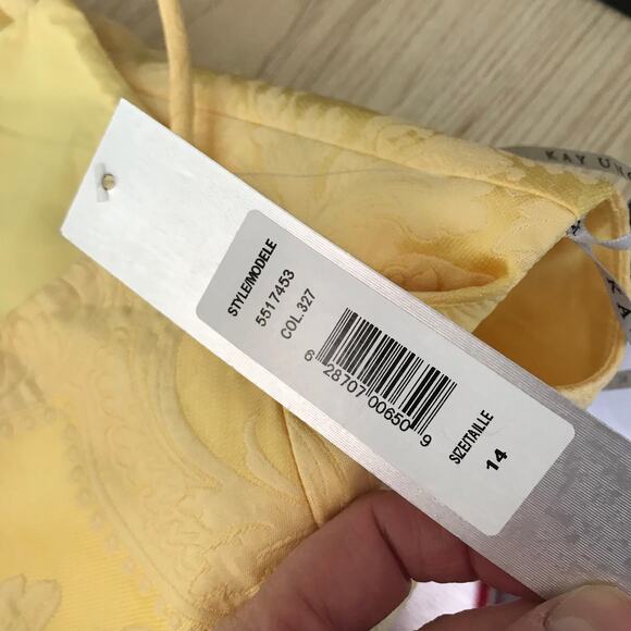 Kay Unger Dress Size 14 Knee Wrap Lorraine Jacquard‎ Pencil Slit Asymmetric READ - Picture 10 of 16